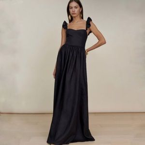 Reformation Vecchio Black Linen Dress Size 8